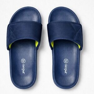 Cat & Jack Slide Sandals Kids Size 2/3 Navy Blue Adjustable Velcro Strap Sporty